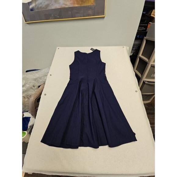 Womens Size 10 Fit-and-Flare Dress Blue Sleeveless Homeyee Zip Back Event New - Picture 7 of 8